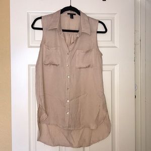 Cream button down blouse.